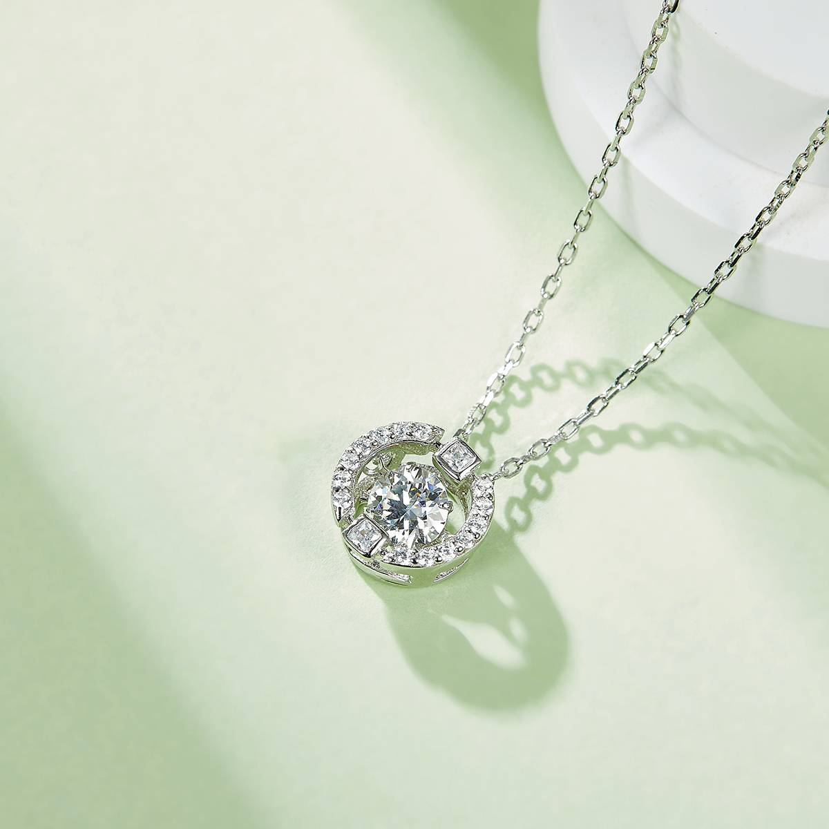 Vivid Dreams S925 Silver Plated Platinum Moissanite Necklace 50 Points D-Class